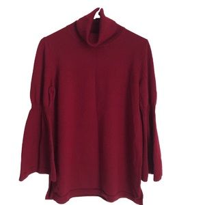 525 America Merino Wool Turtleneck Bell Long Sleeve Burgundy Sweater Women’s L